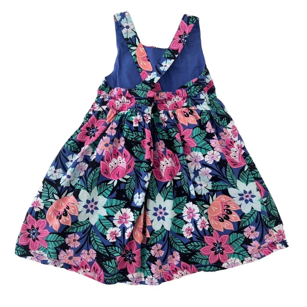Gymboree Jungle Brights Sleeveless Floral Dress - Blue & Pink | Baby Girl 18 MTH